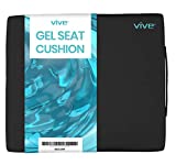 Vive Wheelchair Cushion - Gel Seat Pad for Coccyx, Orthopedic Back Support, Sciatica & Tailbone Pain Relief - Waterproof Cover + 4 Layer Foam Support and Comfort - for Pressure Sores and Ulcers