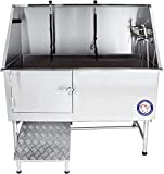 Flying Pig Grooming 62" Stainless Steel Pet Dog Bath Tub with Faucet (Left Door/Right Drain), 62 x 27 x 58