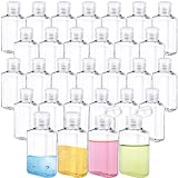 30 PCS 2oz Refillable Flip-Top Bottles,Clear Plastic Squeeze Travel Containers,Plastic Hand Sanitizer Bottles for Shampoo,Liquid,Lotion and Essential Oil