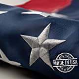 This 3x5 ft outdoor embroidered American flag is the most durable,100% American-made, luxury embroidered star with brightly colored brass Grommets.