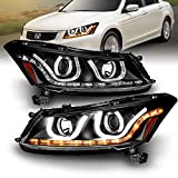 AmeriLite Black Projector Headlights Bar Style For Honda Accord - Passenger and Driver Side