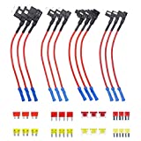 Recoil FTK12 12 Pack 12V Car Add-a-Circuit Fuse Tap Adapter Kits ATO/ATC Mini ATS MICRO2 Low Profile Dual-slot Blade Fuse Holders with total 24pcs 5A & 10A Fuses