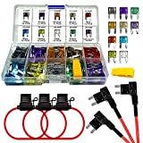 Fuse Assortment and Fuse Tap - MuHize 120 PCS Mini ATM Assorted Blade Fuses (2A 3A 5A 7.5A 10A 15A 20A 25A 30A 35A) + Add-a-circuit TAP Adapter + Inline 16 AWG Gauge Holder
