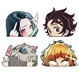 4 Pcs Anime Car Sticker for Kimetsu no Yaiba/Slayer Demon Vinyl Bumper Sticker Decal Waterproof Car Sticker