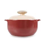 Neoflam 2 Quart Non-Stick Ceramic Casserole Pot, Dutch Oven, Clay Pot, Stockpot for Stew, Soup, Steam, Scratch Resistant, Refrigerator, Oven Safe, Heat Resistant up to 752F with White Lid, Plum Color