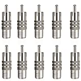 10 Pack F Type Female to RCA Male Coaxial Cable Adapter, Straight Coupler Adapter Connector for Video Audio (Nickel Plated)