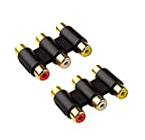 RCA Connector,Haokiang (2 Pack) Audio Video 3-RCA Female to Female Coupler Adapter