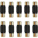 Warmstor 10 Pack RCA Female to Female Coupler Adapter RCA Cable Connector Gold Plated
