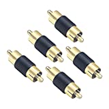 VCE 5-Pack Gold Plated RCA Male to Male RCA Coupler Connector Adapter