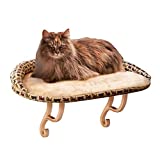 K&H Pet Products Deluxe Kitty Sill w/ Bolster Cat Window Bed, Cat Window Perch for Large Cats, Cat Window Hammock, Cat Window Seat, Window Cat Bed, Cat Perch Cat Hammock Tan Kitty Print