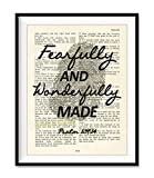 Fearfully and Wonderfully Made, Psalm 139:14, Art Print, Unframed, Vintage Bible Verse Scripture Wall Decor Poster, New Baby Gift, 8x10 Inches