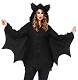 Leg Avenue Plus Size Cozy Bat Hooded Fleece Dress-Cute Winged Halloween Costume for Women, Black, 1X / 2X