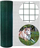 YIKAI 40 Inches x 82 Feet 19-Gauge Green PVC Iron Welded Wire Garden Fence with 0.65 Inches Openings