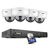 ANNKE H800 8MP PoE Security Camera System, 8CH H.265+ NVR w/4pcs 4K Ultra HD IP Dome Cameras, Pre-Install 2TB HDD, 100ft EXIR 2.0 Night Vision, IP67, IK10 VandalProof, RTSP, Remote Access, Not PTZ