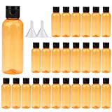 Travel Bottles,Woaiwo-q Clear Plastic Empty Squeeze Bottles with Flip Cap,3oz Plastic Small Squeeze Bottles Leak Proof Travel Size Containers With Flip Cap and Funnels(26Pack, Orange)…