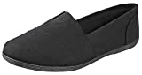 Soda Womens OBJI Slip On Flat Shoes (6 M US, All Black)