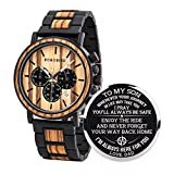 BOBO BIRD Mens Personalized Engraved Wooden Watches, Stylish Wood & Stainless Steel Combined Quartz Casual Wristwatches for Men Family Friends Customized Watch (B-for Son from Dad)