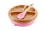 Avanchy Bamboo Baby Plate - Silicone Suction - Suction Plates and Bowls for Toddlers - 9 Months and Older - 7" x 2" (Pink)