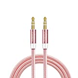 CableCreation Aux Cable(3Ft/0.9M), Audio Cable Male to Male, Auxiliary Cable for Headphones, Phones, iPads, 2018 Mac Mini, Home/Car Stereos & More,Pink