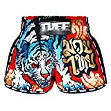 TUFF Sport Retro Muay Thai Boxing Shorts Martial Arts Clothing Training Gym Trunks Classic Slim Cut (TUF-MRS303-RED, L)