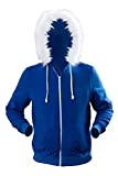 Adult Sans Blue Jacket Hoodies Costume Halloween Cosplay Plush Zipper Hooded Sweatshirt Outwear Cotton (6T, Kids)