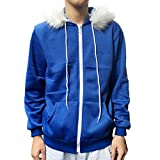 Adult Kids Sans Blue Jacket Hoodies Costume Halloween Cosplay Plush Zipper Hooded Sweatshirt Outwear Cotton