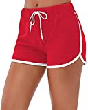 Little Beauty Running Athletic Elastic Waist Workout Yoga Shorts Red L