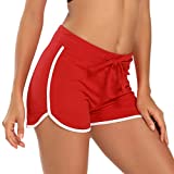 HDE Women's Retro Fashion Dolphin Running Workout Shorts Red - L