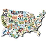 Fairwinds Design - United States Travel Sticker Set and Map - Two-Part Sticker Set with White Background & State Decals - Vinyl Decals for Road Trips, Adventures, RV’s, Motorhomes, Campers - Indoor or Outdoor Use - UV & Water Resistant - Peel & Stick Map Travel Accessories - Great for Kids & Adults - Track Your Travel (Ver. 4)