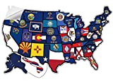 RV State Sticker Travel Map - 20" x 12" - USA States Visited Decal - United States Non Magnet Road Trip Window Stickers - Trailer Supplies & Accessories - Exterior or Interior Motorhome Wall Decals