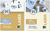 Hayes Paper, BUNDLE Waterslide Decal Paper LASER CLEAR 20 Sheets AND WHITE 20 Sheets Printable Water Slide Decals of A4 Size