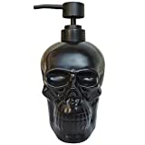 Caahanjia Ceramic Skull Soap Dispenser,Halloween Soap Dispenser - Black - with 16 Ounce, Refillable Liquid Hand Soap Dispenser for Bathroom, Premium Kitchen Soap Dispenser,Halloween Skull