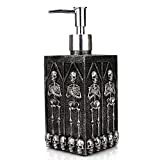 Xuanmuque Skull Square Soap Pump Dispenser Bottle 15.6 Oz/460 ML Resin Foaming Hand Soap Lotion Liquid Dispenser Pump Bottles for Kitchen Bathroom Hallowen Ghost Festival Home Decor Black