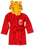 Daniel Tiger Toddler Boys Girls Hooded Plush Fleece Bathrobe Robe with Ears (5T, Red/Gold)