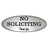 No Soliciting Sign – Digitally Printed Indoor/Outdoor Sign – Durable UV and Weather Resistant (Medium - 2.8" x 7", Silver with Black Letters)