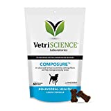 VetriScience Laboratories Composure, Calming Support for Dogs, Naturally Sourced Chews to Provide Anxiety Relief for Anxious & Nervous Dogs. 60 Bite Sized Chews