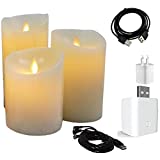 USB Smart Home Candles. Flameless Extra Bright Real Wax LED Candle. Dorm Room Safe. Flickering. Works with Alexa, Google Assistant, IFTTT. (3 Pack Candles/USB/Smart Controller/ 10 feet Extension)