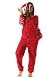 6445-XXL #FollowMe Adult Onesie / Womens Pajamas,Candy Cane Santa