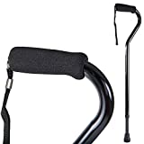 DMI Walking Cane and Walking Stick for Adult Men and Women, Lightweight and Adjustable from 33-37 Inches, Supports up to 250 Pounds with Ergonomic Soft Foam Offset Hand Grip and Wrist Strap, Black