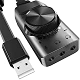 USB Sound Card Adapter BENGOO 7.1 Channel External Audio Adapter Stereo Sound Card Converter 3.5mm AUX Microphone Jack for Gaming Headset Earphone PS4 Laptop Desktop Windows Mac OS Linux, Plug Play