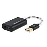 CableCreation USB Audio Adapter External Sound Card with 3.5mm Headphone and Microphone Jack Compatible with Windows, Mac, macOS, Linux, PS4, PS5, Plug and Play, Aluminum Black