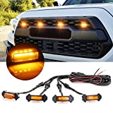 OXILAM LED Grille Lights Amber Yellow with Fuse for Tacoma TRD PRO Front Grille 2016 2017 2018 (4PCS, Amber Shell with Amber Light)