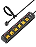 CRST 6 Outlet Heavy Duty Power Strip with Individual Switches, 15A/1875W Moutable Metal Power Strip Surge Protector with Circuit Breaker (1200 Joules), 6 FT 14AWG Extension Cord