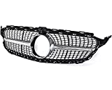 KARPAL Diamond Front Grille Grill Compatible With 2015-2018 Mercedes Benz W205 C Class C250 C300 C400 Silver