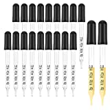 Eye Dropper for Essential Oils 20 PCS - Pipettes Dropper with Black Rubber Head, Straight-Tip Calibrated Thick Glass Medicine Dropping Pipettes for Accurate Easy Dose and Measurement 1 mL Capacity