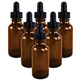 1oz Glass Bottles with Glass Eye Dropper Dispenser for Essential Oils, Kitchen Tools, Chemistry Lab Chemicals, Colognes & Perfumes (6 Pack) by Super Z Outlet (Amber)