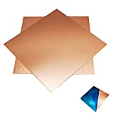 Pure Copper Sheets, 2PCS, 6 x 6 INCH, 24 Gauge(0.02" Thick) No Scratches, Film Attached Copper Plates, Pure Copper Sheet Metal, Copper Plates, for Jewelry, Crafts, Repairs, Electrical