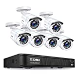 ZOSI 1080p Home Security Camera System Outdoor Indoor, H.265+ 5MP Lite CCTV DVR Recorder 8 Channel with 6 x 1080p Weatherproof Surveillance Bullet Camera, 80ft Night Vision, Remote Access, No HDD