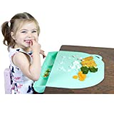 Food Catching Baby Placemat with Suction - UpwardBaby Mint Silicone Placemats for Kids Babies and Toddlers - Clean Mealtimes at Home Or for Restaurants - See Video Demonstration