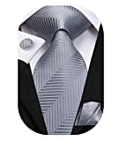 Dubulle Mens Gray Necktie and Pocket Square Silk Grey Tie Set